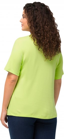 Ulla Popken Double Layer Rounded V-Neck Slim Fit Tee Lime Green - T-skjorter - 