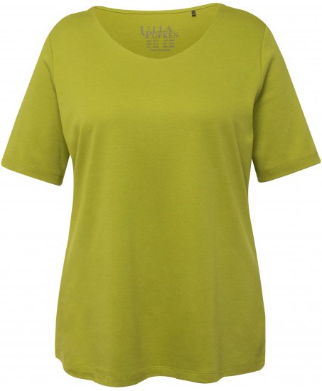 Ulla Popken Double Layer Rounded V-Neck Slim Fit Tee Apple Green - T-skjorter - 