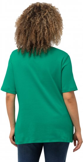 Ulla Popken Double Layer Rounded V-Neck Slim Fit Tee Emerald - T-skjorter - 