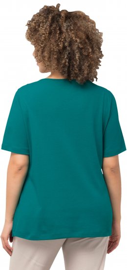 Ulla Popken Double Layer Rounded V-Neck Slim Fit Tee Dark Emerald - T-skjorter - 
