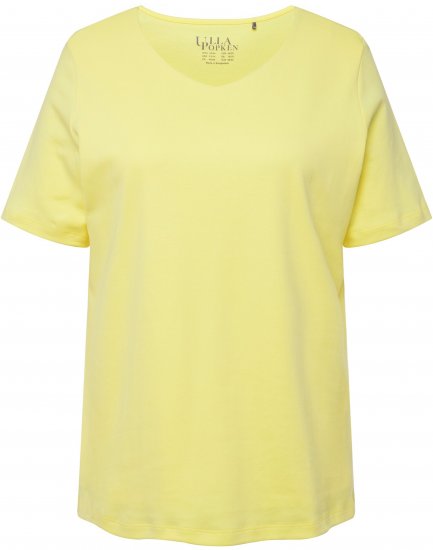 Ulla Popken Double Layer Rounded V-Neck Slim Fit Tee Lemon Yellow - T-skjorter - 