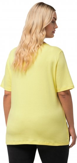 Ulla Popken Double Layer Rounded V-Neck Slim Fit Tee Lemon Yellow - T-skjorter - 