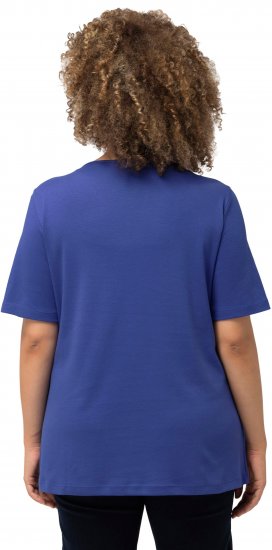 Ulla Popken Double Layer Rounded V-Neck Slim Fit Tee Blue Purple - T-skjorter - 
