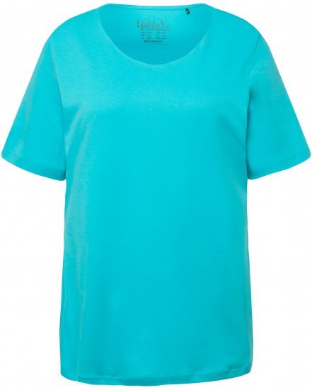 Ulla Popken Double Layer Rounded V-Neck Slim Fit Tee Deep Aqua - T-skjorter - 