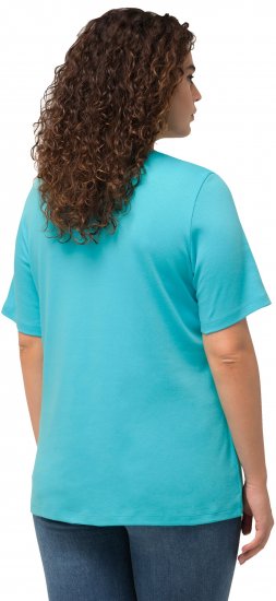 Ulla Popken Double Layer Rounded V-Neck Slim Fit Tee Deep Aqua - T-skjorter - 