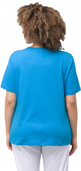 Ulla Popken Double Layer Rounded V-Neck Slim Fit Tee Sapphire Blue - T-skjorter - 