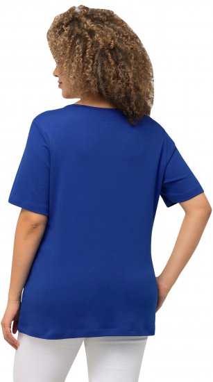 Ulla Popken Double Layer Rounded V-Neck Slim Fit Tee Cobalt Blue - T-skjorter - 