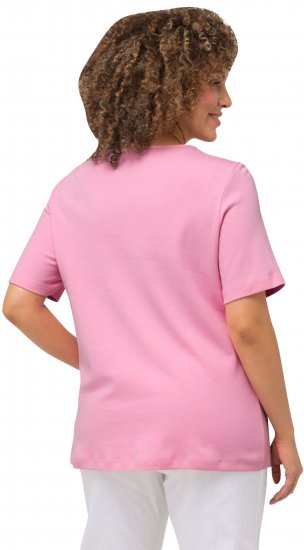 Ulla Popken Double Layer Rounded V-Neck Slim Fit Tee Light Pink - T-skjorter - 