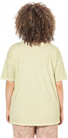 Ulla Popken Cold Dye Ruffle Edge Pocket Tee Pistachio - T-skjorter - 