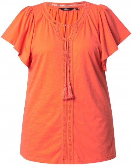 Ulla Popken Wing Sleeve V-Neck Tee Coral Pink - T-skjorter - 