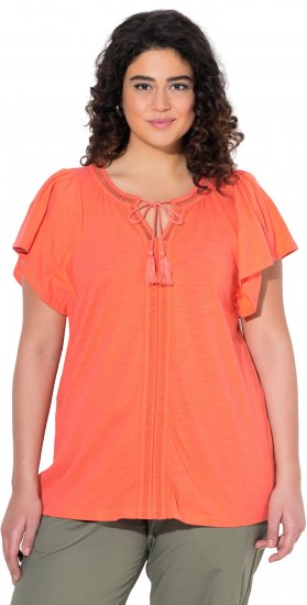 Ulla Popken Wing Sleeve V-Neck Tee Coral Pink - T-skjorter - 