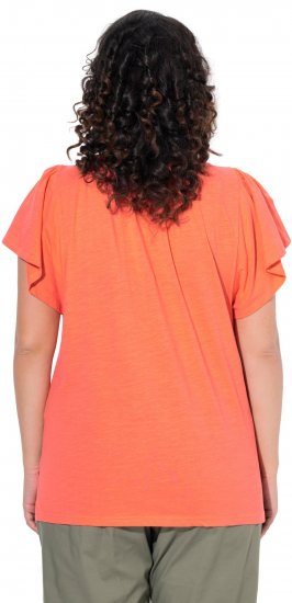 Ulla Popken Wing Sleeve V-Neck Tee Coral Pink - T-skjorter - 