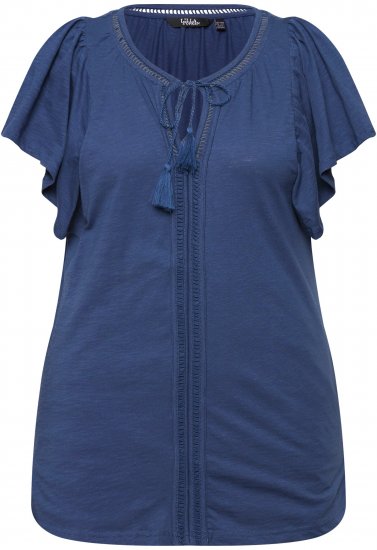 Ulla Popken Wing Sleeve V-Neck Tee Navy - T-skjorter - 