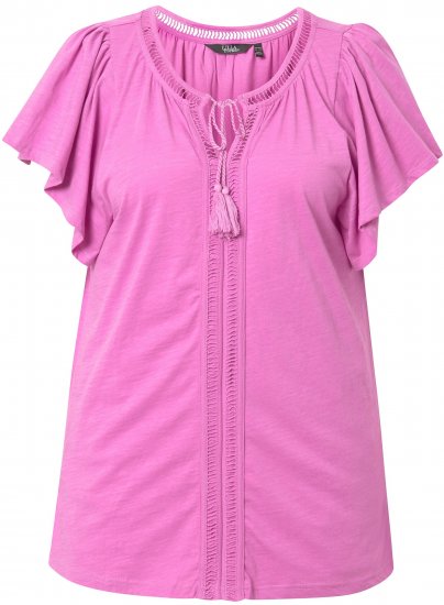 Ulla Popken Wing Sleeve V-Neck Tee Cool Pink - T-skjorter - 