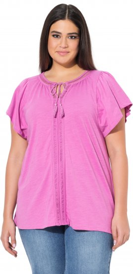 Ulla Popken Wing Sleeve V-Neck Tee Cool Pink - T-skjorter - 