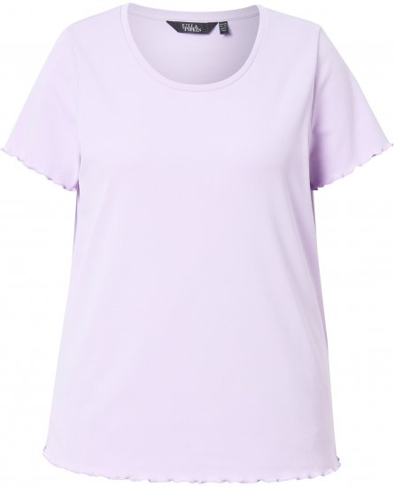 Ulla Popken Ribbed Lettuce Hem Short Sleeve Tee Lavender - T-skjorter - 