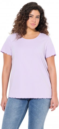 Ulla Popken Ribbed Lettuce Hem Short Sleeve Tee Lavender - T-skjorter - 