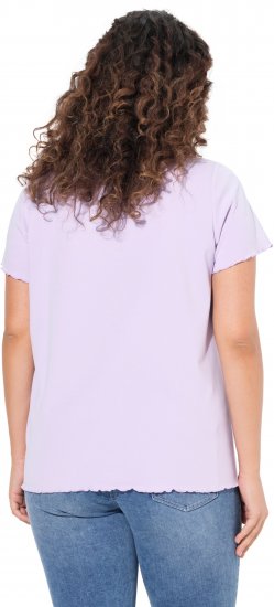Ulla Popken Ribbed Lettuce Hem Short Sleeve Tee Lavender - T-skjorter - 
