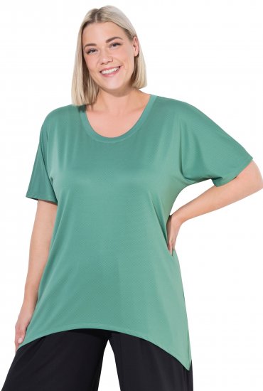 Ulla Popken Quick Drying Pointed Hem Stretch Fit Tee Ivy Green - T-skjorter - 