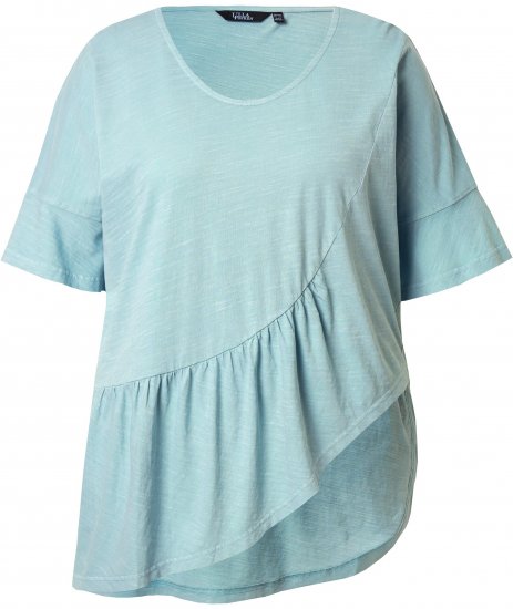 Ulla Popken Asymmetric Flounce Panel Short Sleeve Tee Light Moss Green - T-skjorter - 