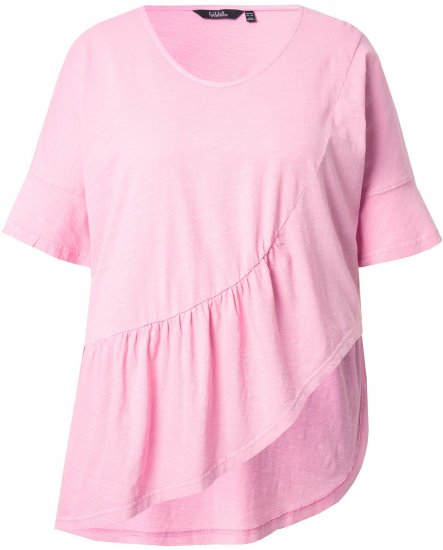 Ulla Popken Asymmetric Flounce Panel Short Sleeve Tee Pink - T-skjorter - 