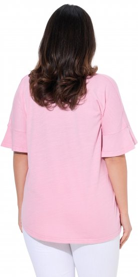 Ulla Popken Asymmetric Flounce Panel Short Sleeve Tee Pink - T-skjorter - 