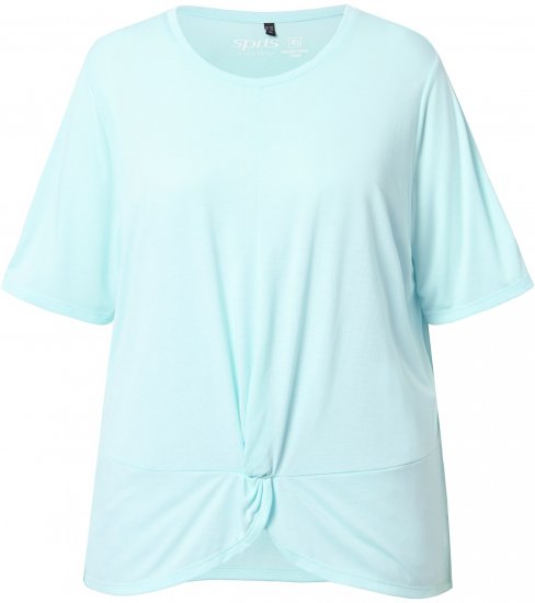 Ulla Popken Antibacterial Short Sleeve Draped Tee Light Turquiose - T-skjorter - 