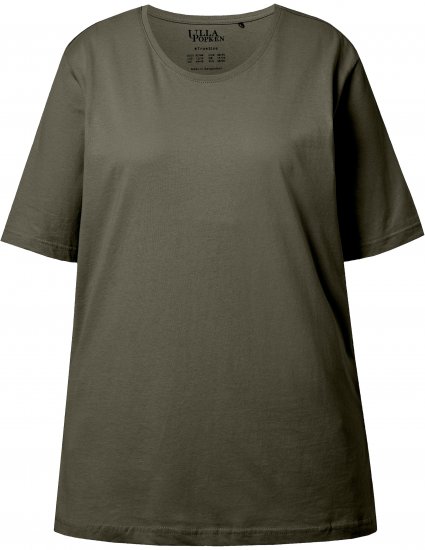 Ulla Popken Basic Round Neck Short Sleeve Relaxed Fit T-Shirt Olive Grey - T-skjorter - 