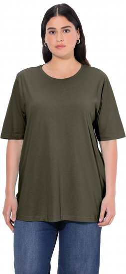 Ulla Popken Basic Round Neck Short Sleeve Relaxed Fit T-Shirt Olive Grey - T-skjorter - 