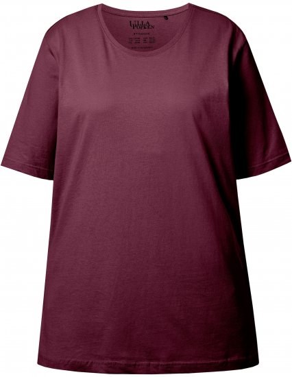 Ulla Popken Basic Round Neck Short Sleeve Relaxed Fit T-Shirt Dark Red - T-skjorter - 