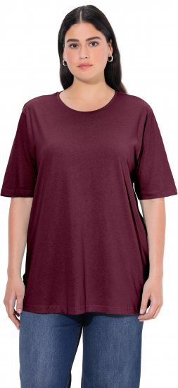Ulla Popken Basic Round Neck Short Sleeve Relaxed Fit T-Shirt Dark Red - T-skjorter - 