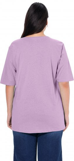 Ulla Popken Basic Round Neck Short Sleeve Relaxed Fit T-Shirt Lavender Pink - T-skjorter - 