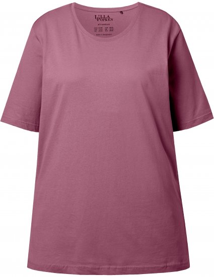 Ulla Popken Basic Round Neck Short Sleeve Relaxed Fit T-Shirt Dark Rose Red - T-skjorter - 