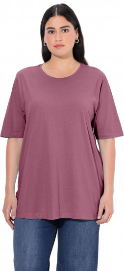 Ulla Popken Basic Round Neck Short Sleeve Relaxed Fit T-Shirt Dark Rose Red - T-skjorter - 