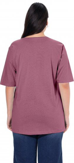 Ulla Popken Basic Round Neck Short Sleeve Relaxed Fit T-Shirt Dark Rose Red - T-skjorter - 