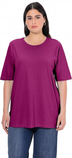 Ulla Popken Basic Round Neck Short Sleeve Relaxed Fit T-Shirt Berry Purple - T-skjorter - 