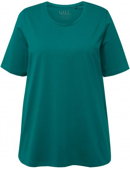Ulla Popken Essential Round Neck Stretch Tee Dark Emerald - T-skjorter - 