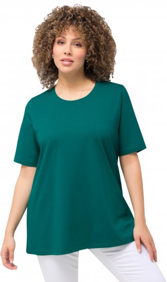 Ulla Popken Essential Round Neck Stretch Tee Dark Emerald - T-skjorter - 