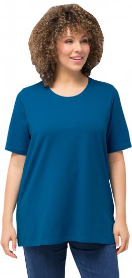Ulla Popken Essential Round Neck Stretch Tee Medium Blue - T-skjorter - 
