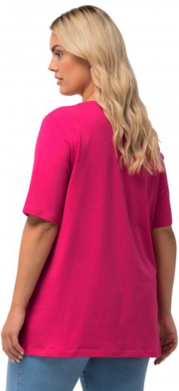Ulla Popken Essential Round Neck Stretch Tee Fuchsia Pink - T-skjorter - 