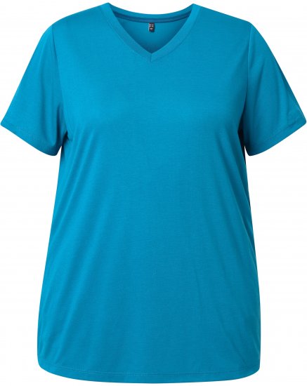 Ulla Popken Functional Antibacterial Finish V-Neck Short Sleeve Knit Top Opal Green - T-skjorter - 