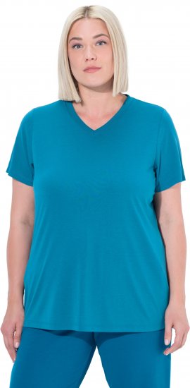 Ulla Popken Functional Antibacterial Finish V-Neck Short Sleeve Knit Top Opal Green - T-skjorter - 