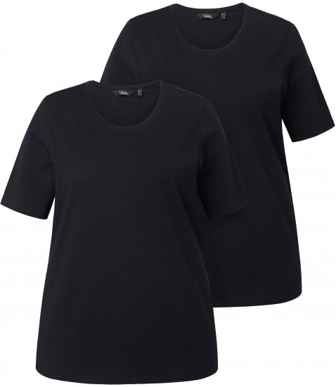 Ulla Popken Scoop Neck Short Sleeve Tee Black - T-skjorter - 