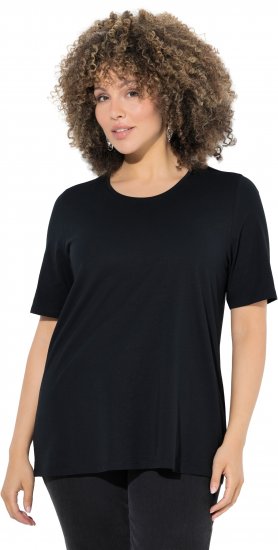 Ulla Popken Scoop Neck Short Sleeve Tee Black - T-skjorter - 