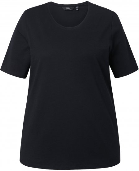 Ulla Popken Scoop Neck Short Sleeve Tee Black - T-skjorter - 
