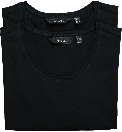 Ulla Popken Scoop Neck Short Sleeve Tee Black - T-skjorter - 