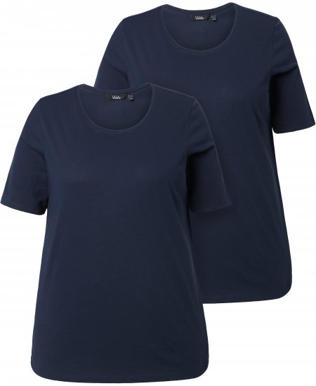 Ulla Popken Scoop Neck Short Sleeve Tee Navy - T-skjorter - 