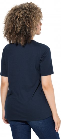 Ulla Popken Scoop Neck Short Sleeve Tee Navy - T-skjorter - 