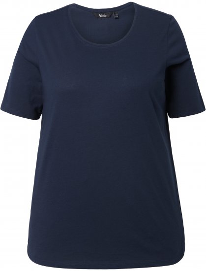 Ulla Popken Scoop Neck Short Sleeve Tee Navy - T-skjorter - 