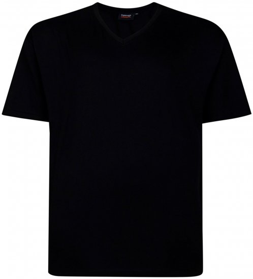 Espionage T016 Plain V-Neck T-Shirt Black - Ensfargede t-skjorter i store størrelser - Ensfargede t-skjorter i store størrelser